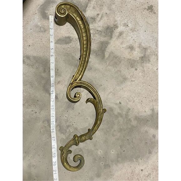 Antique Brass Scroll Rococo-Style Wall Sconce Bracket Chandelier Arm Part - Picture 9 of 9